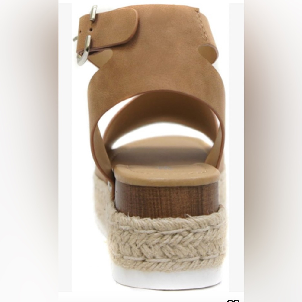 Soda Topic Open Toe Buckle Ankle Strap Espadrilles Flatform Wedge Casual Sandal